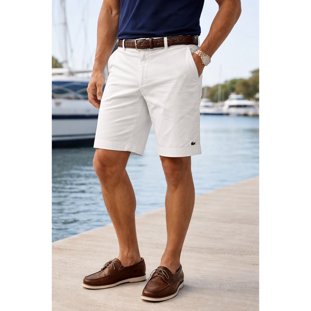 Lacoste White Chino Shorts Classic Preppy Golf Coastal Old Money SZ EU 44/US 36